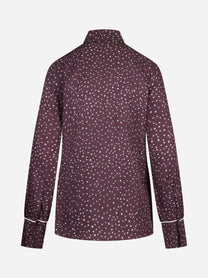 Camicia pigiama con piping e stampa pois bordeaux - vista posteriore