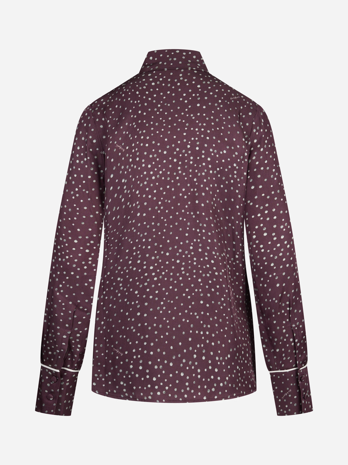 Camicia pigiama con piping e stampa pois bordeaux - vista posteriore