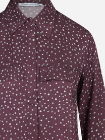 Camicia pigiama con piping e stampa pois bordeaux - dettaglio del prodotto