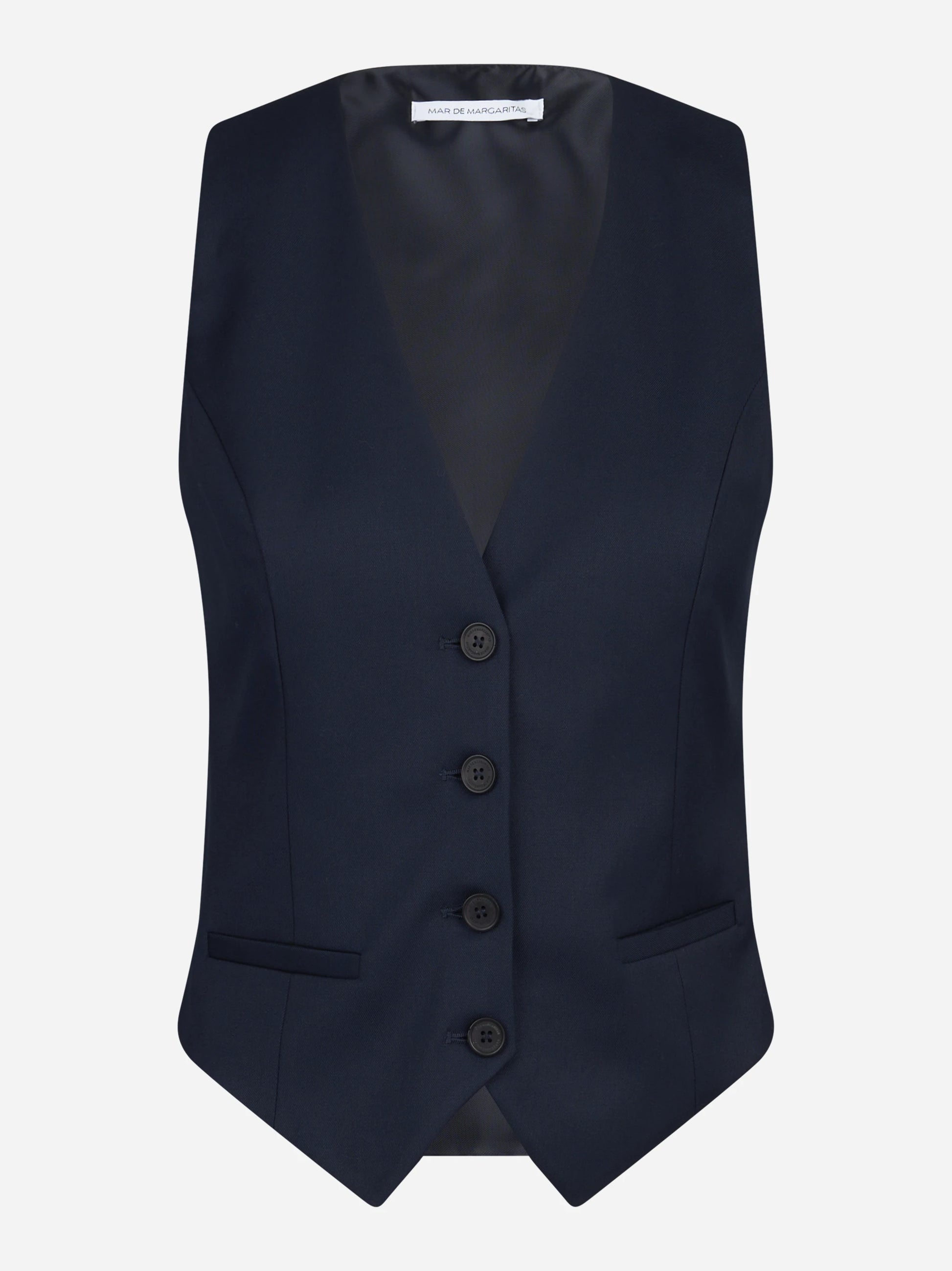 Gilet sartoriale monopetto blu - vista frontale
