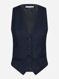 Gilet sartoriale monopetto blu - vista frontale