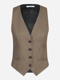 Gilet sartoriale pied-de-poule marrone - vista frontale