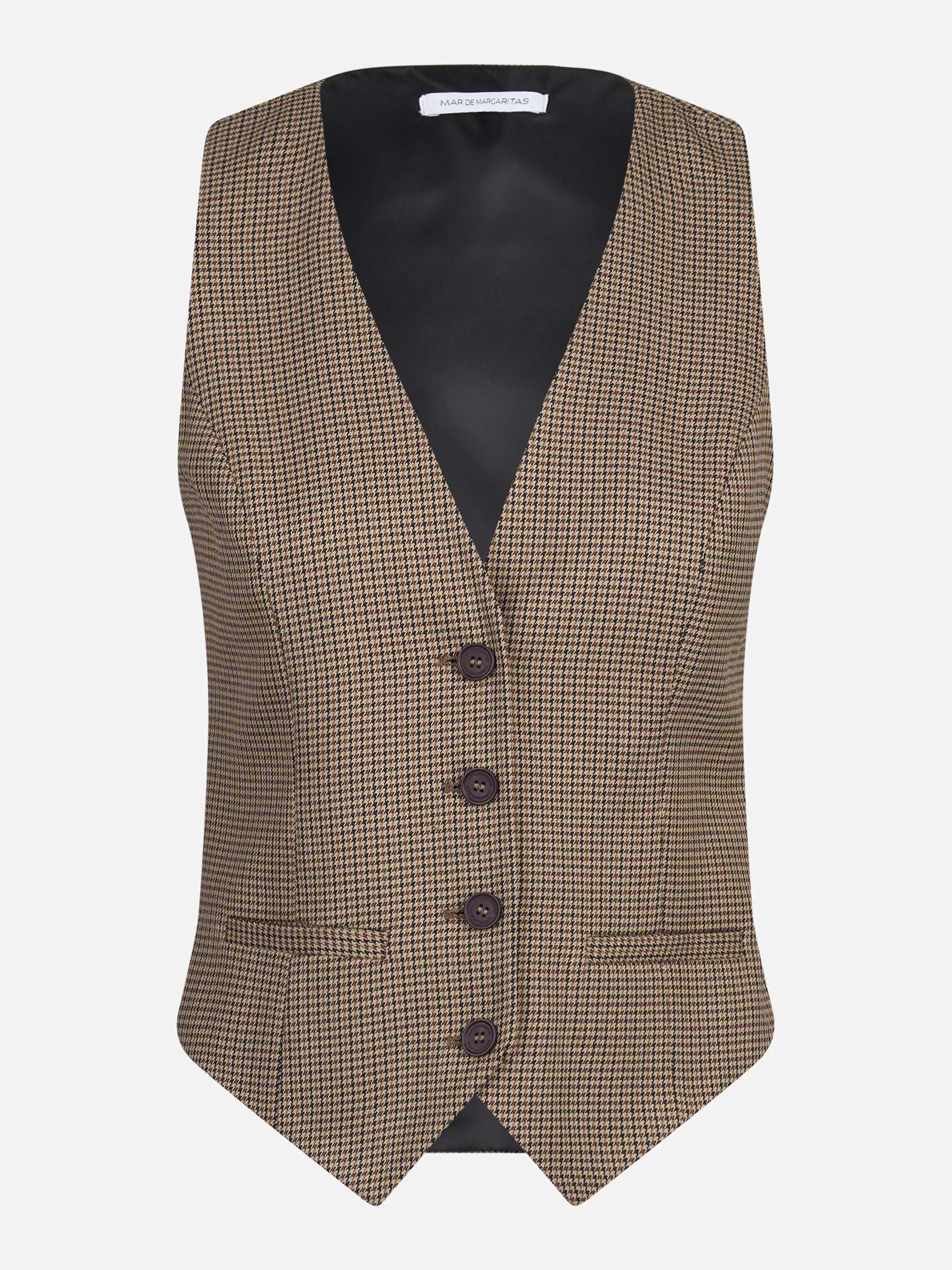 Gilet sartoriale pied-de-poule marrone - vista frontale