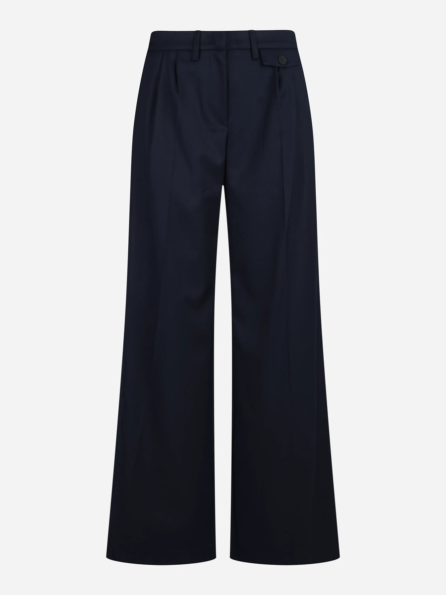 Pantalone dritto con pinces blu - vista frontale