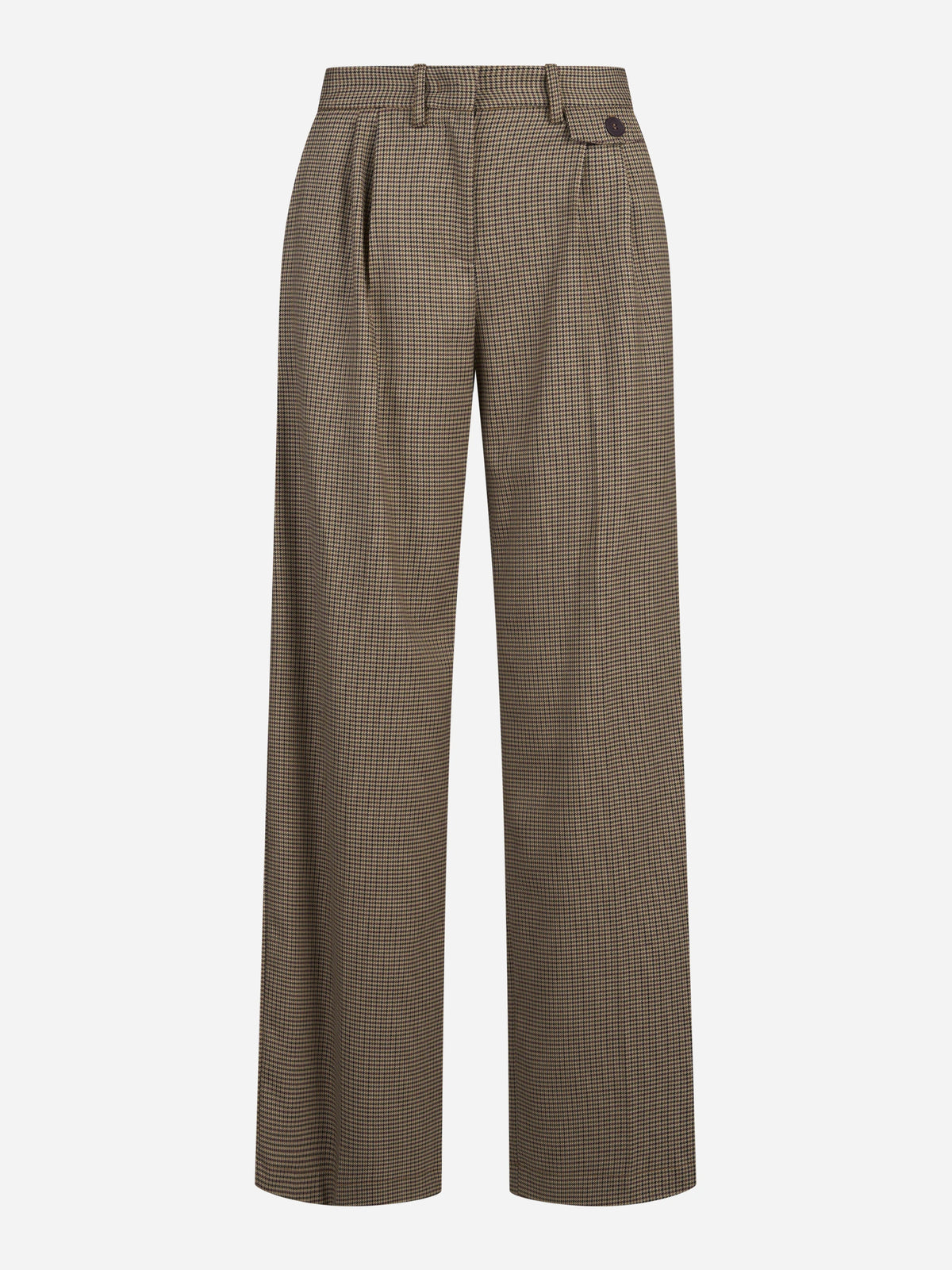 Pantaloni dritti con pinces pied-de-poule marroni - vista frontale