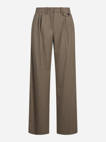 Pantaloni dritti con pinces pied-de-poule marroni - vista frontale