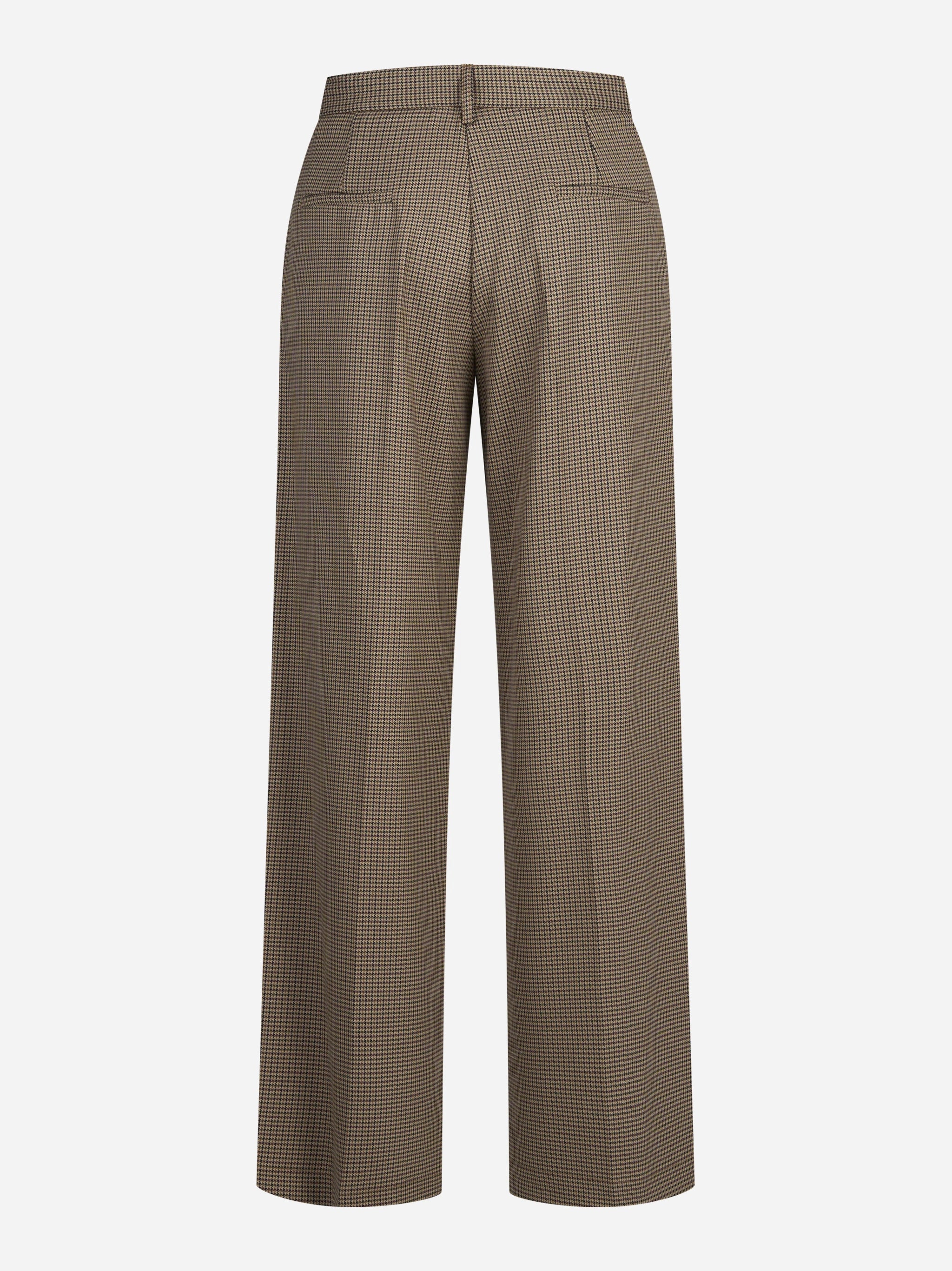 Pantaloni dritti con pinces pied-de-poule marroni - vista posteriore