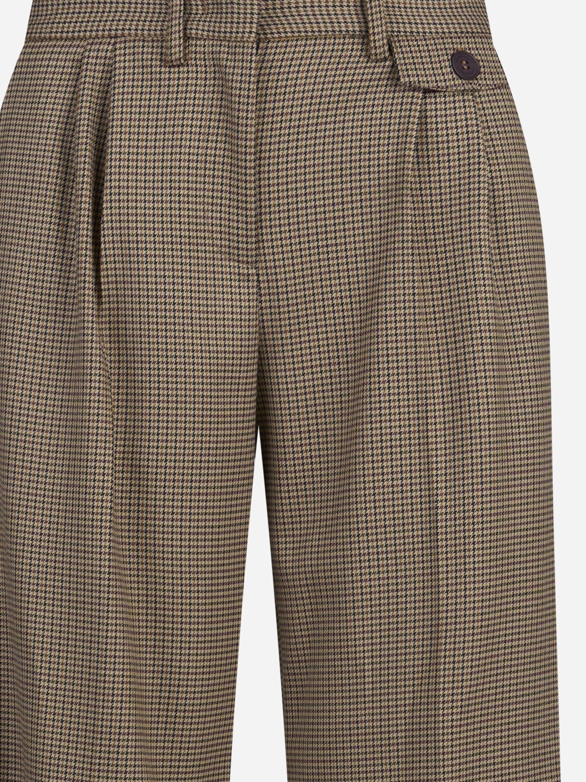Pantaloni dritti con pinces pied-de-poule marroni - dettaglio del prodotto
