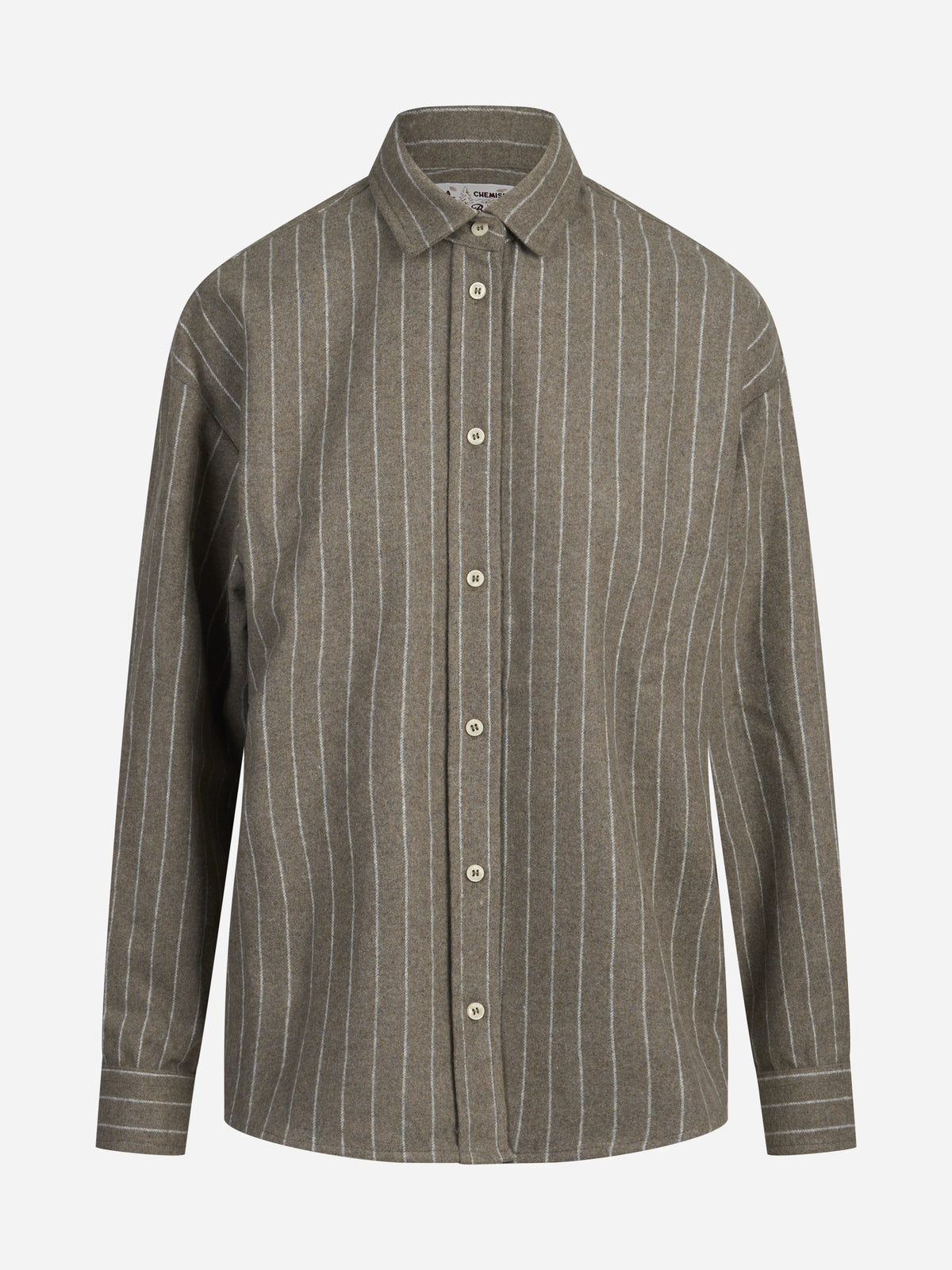 Camicia Gigy Flannel gessata marrone - vista frontale