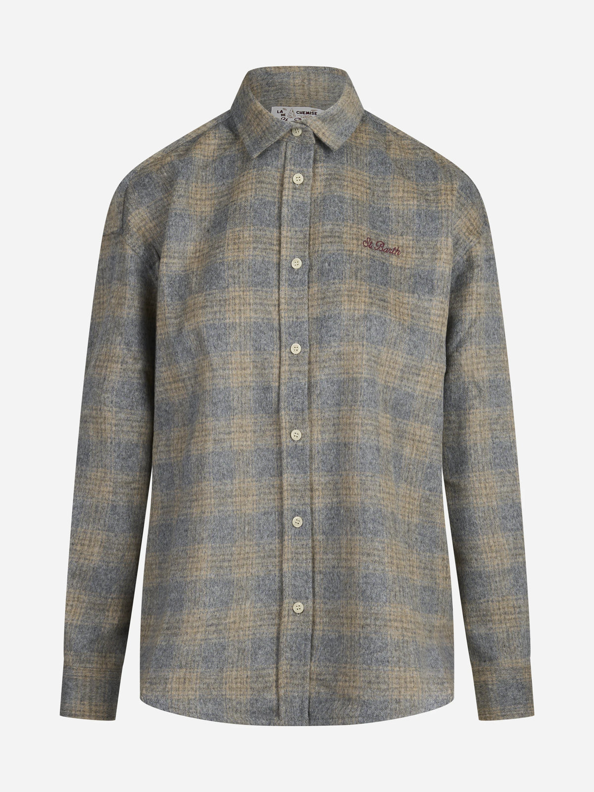 Camicia Lully Flannel a quadri beige - vista frontale