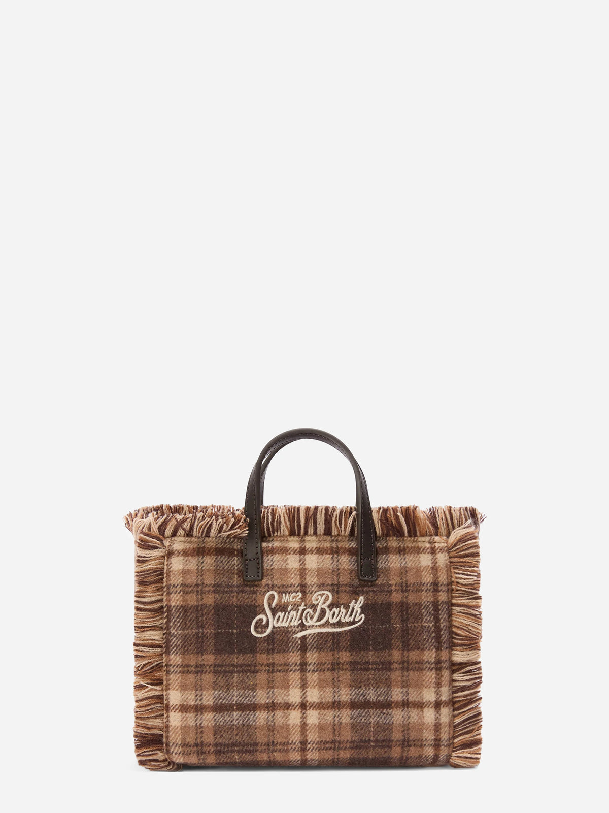 Borsa Mini Vanity Wool tartan marrone - vista laterale