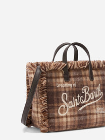 Borsa Mini Vanity Wool tartan marrone - vista posteriore