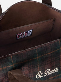 Borsone Jetleg Wool tartan verde e marrone - dettaglio