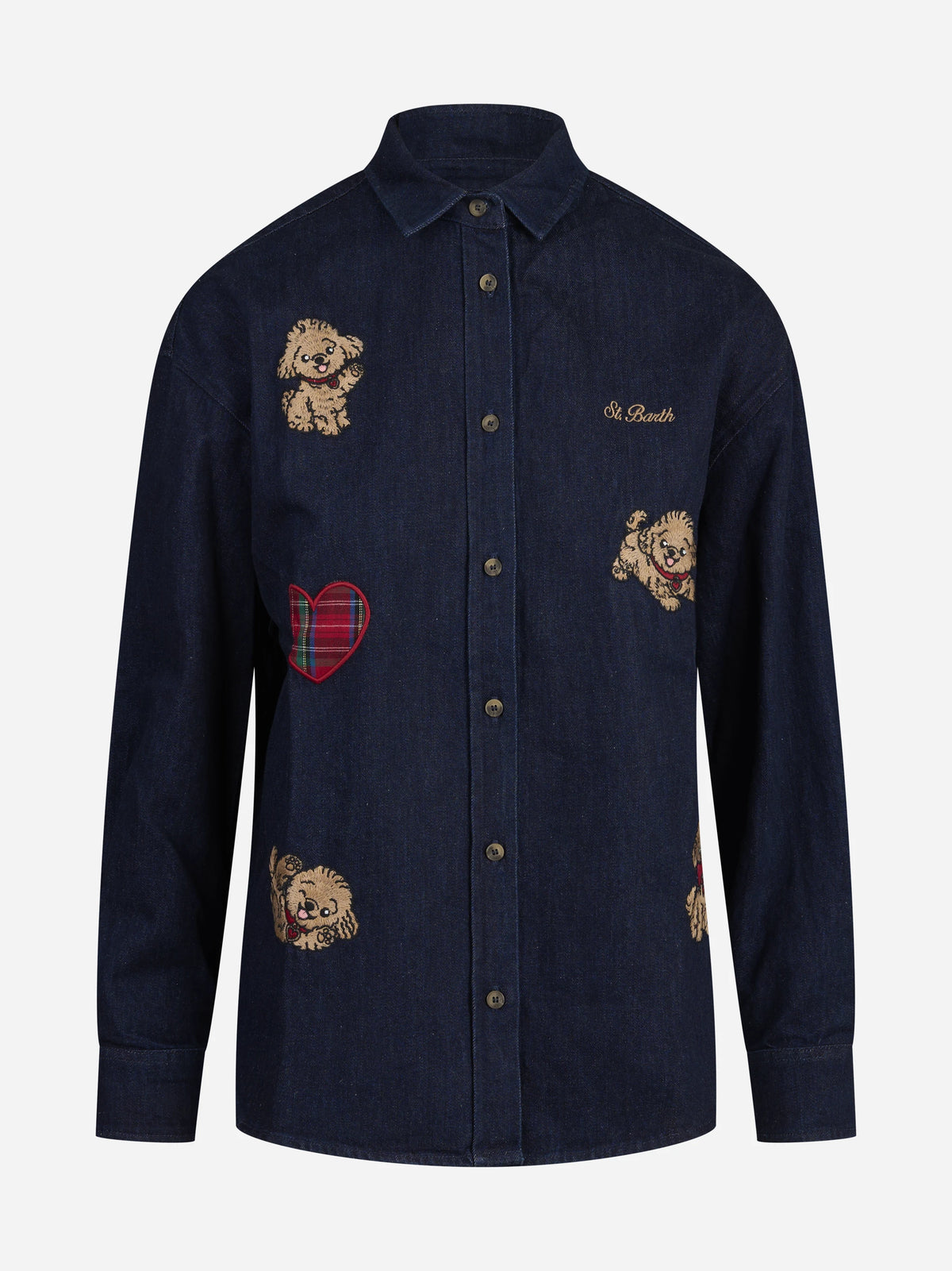 Camicia Gigy in denim con ricami blu - vista frontale
