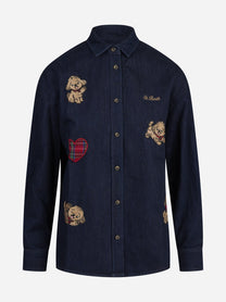 Camicia Gigy in denim con ricami blu - vista frontale