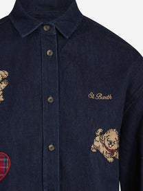 Camicia Gigy in denim con ricami blu - dettaglio