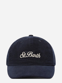 Cappello Baseball Corduroy in velluto blu navy - vista frontale