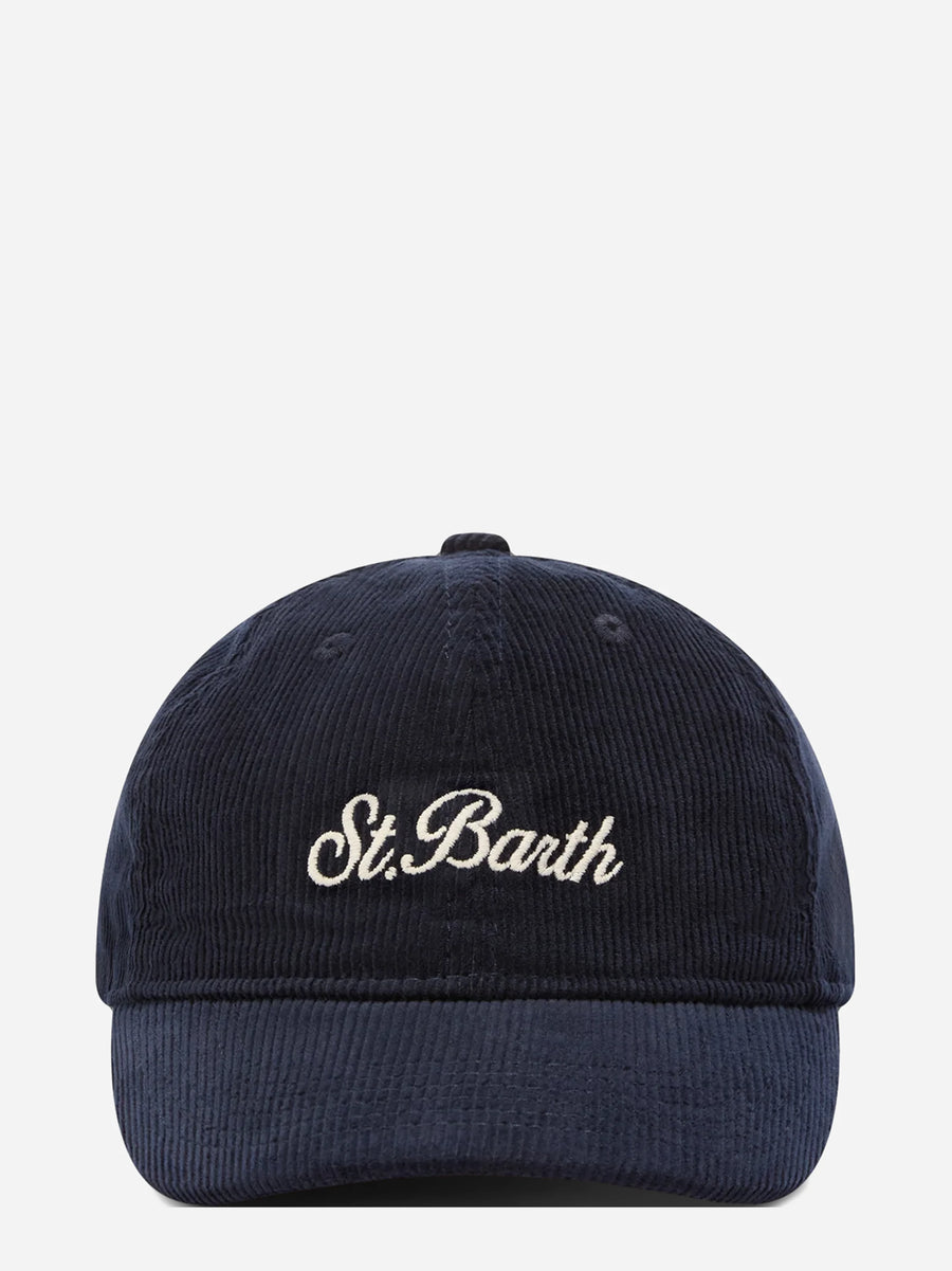 Cappello Baseball Corduroy in velluto blu navy - vista frontale