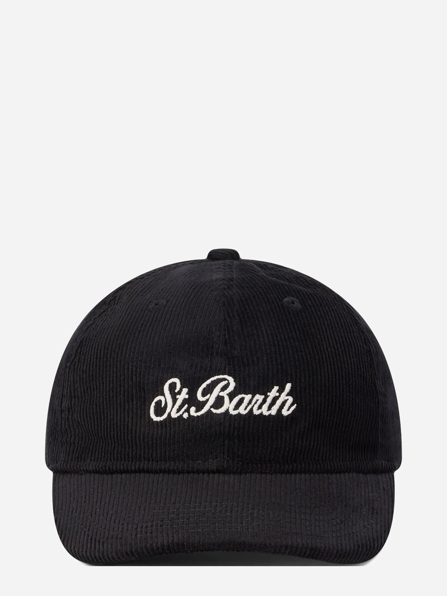 Cappello Baseball Corduroy in velluto nero - vista frontale