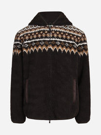 Felpa Keystone Hoodie in pile con motivi geometrici marrone MC2 SAINT BARTH - vista frontale