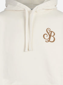 Felpa Tribeca con cappuccio e monogramma bianca - dettaglio del prodotto