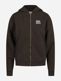 Felpa Zadie con cappuccio e zip marrone - vista frontale