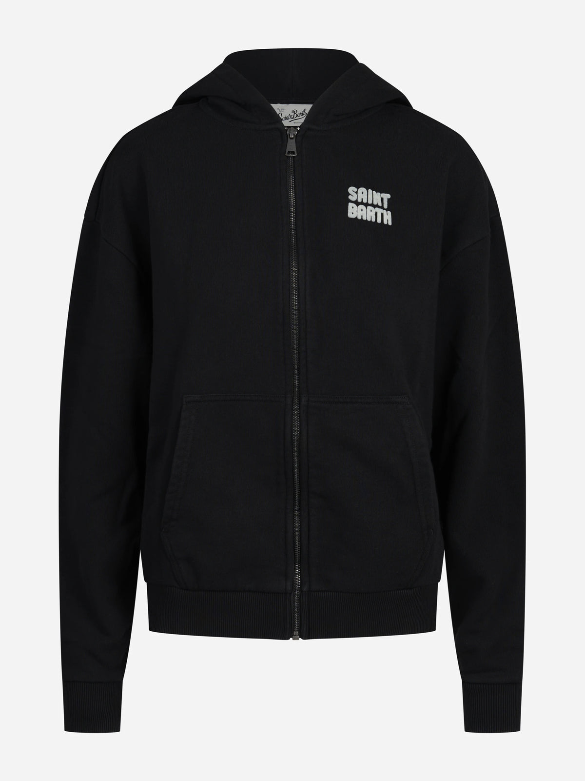 Felpa Zadie con cappuccio e zip nera - vista frontale