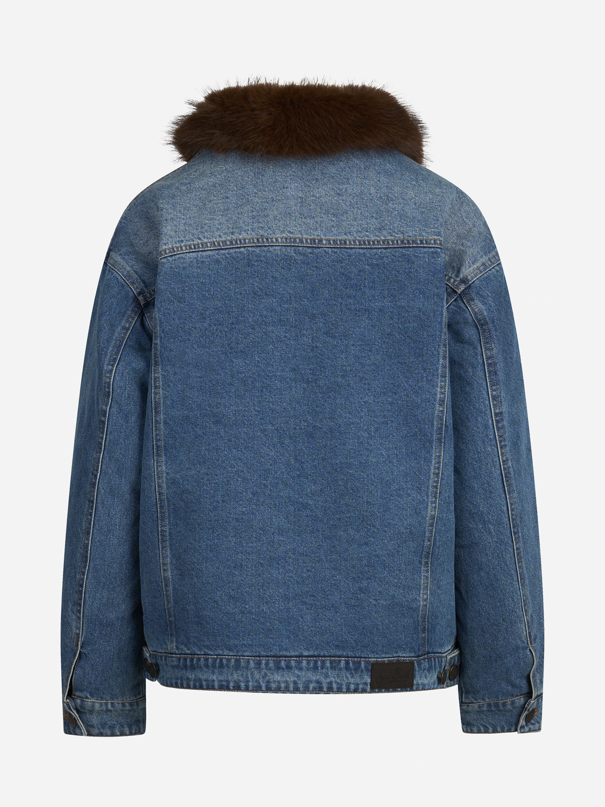 Giacca Dails in denim con collo effetto pelliccia blu - vista posteriore