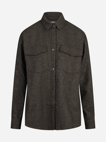 Overshirt Cambry Wool in lana marrone - vista frontale