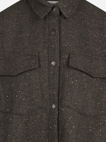 Overshirt Cambry Wool in lana marrone - dettaglio del prodotto