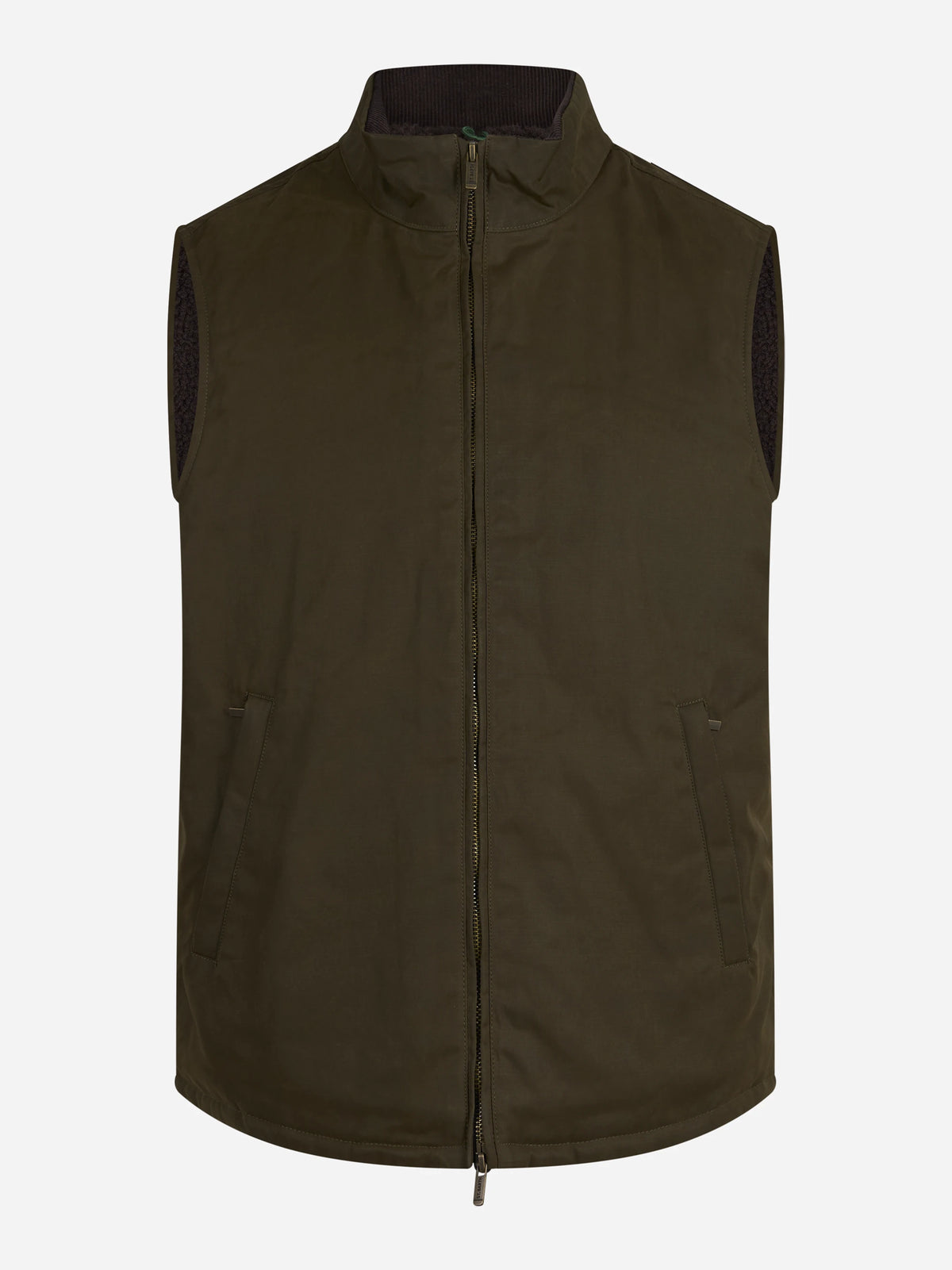 Gilet Edgar cerato con interno teddy verde - vista frontale