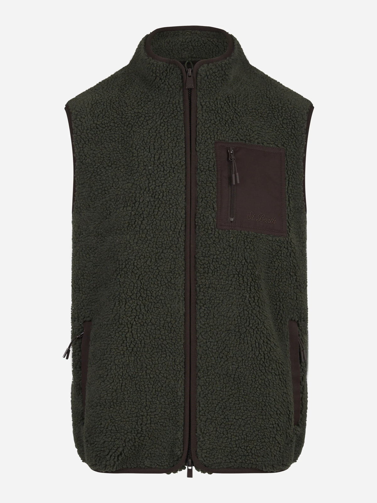 Gilet Keystone in tessuto teddy verde - vista frontale