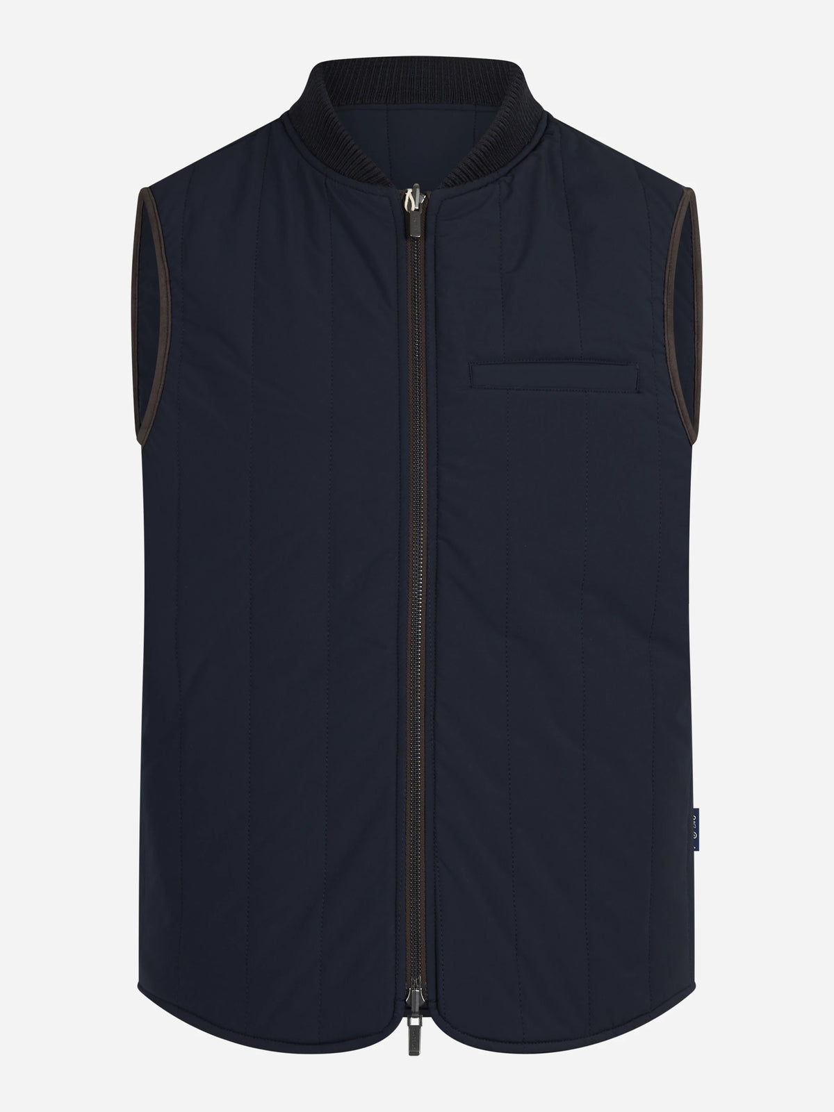 Gilet reversibile Spencer in misto lana blu - vista frontale del secondo lato