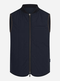 Gilet reversibile Spencer in misto lana blu - vista frontale del secondo lato