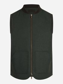 Gilet reversibile Spencer in misto lana verde - vista frontale del primo lato