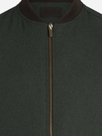 Gilet reversibile Spencer in misto lana verde - dettaglio della chiusura e del tessuto