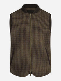 Gilet reversibile Spencer pied-de-poule marrone - vista frontale del primo lato