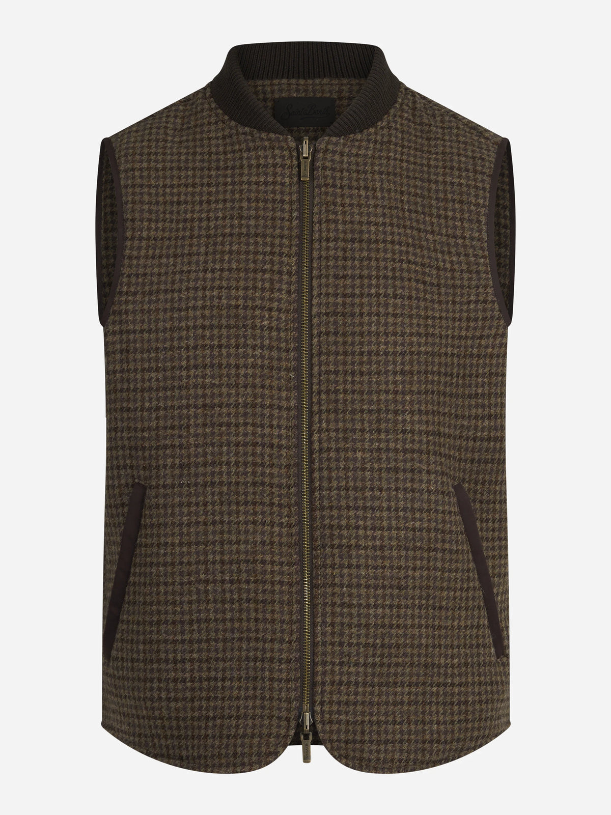 Gilet reversibile Spencer pied-de-poule marrone - vista frontale del primo lato