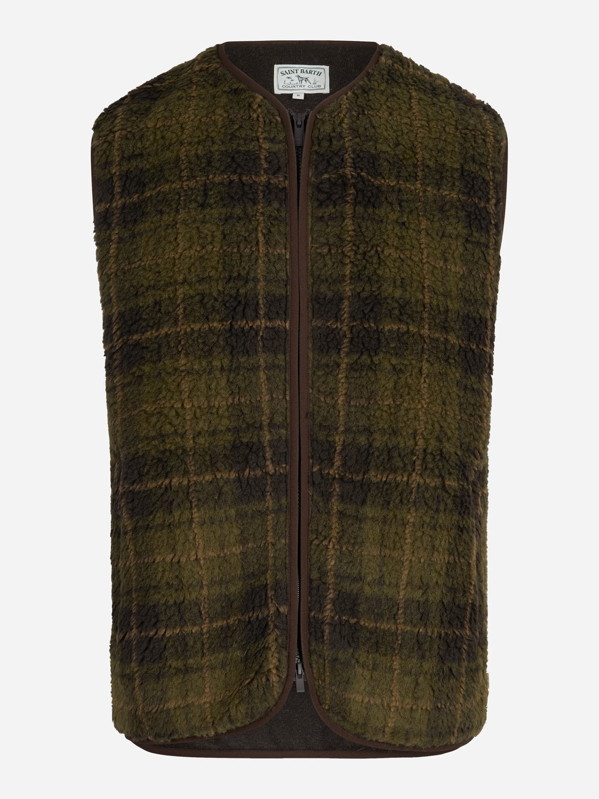 Gilet Thor effetto teddy a quadri verde MC2 SAINT BARTH - vista frontale