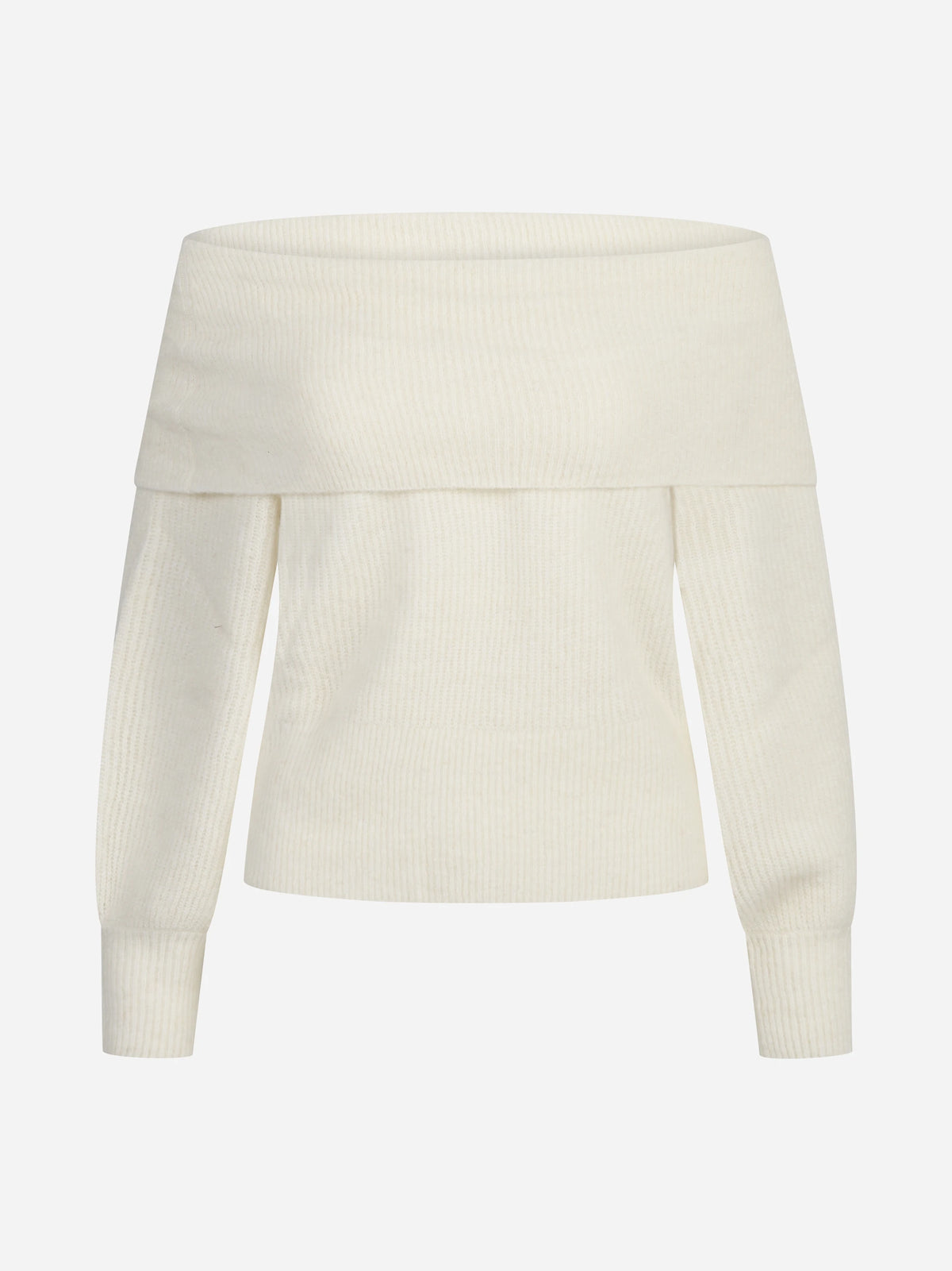 Maglia Aliette Soft con scollo bardot bianca - vista frontale