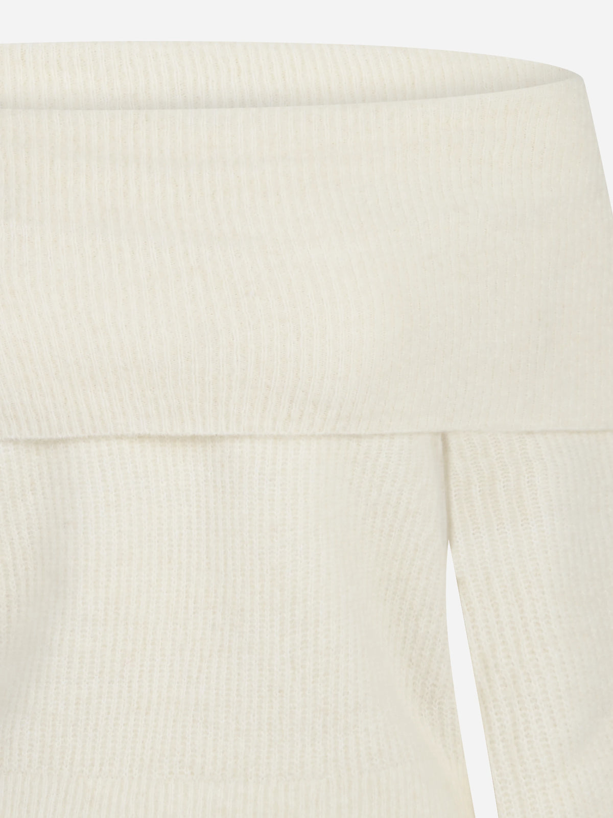 Maglia Aliette Soft con scollo bardot bianca - dettaglio