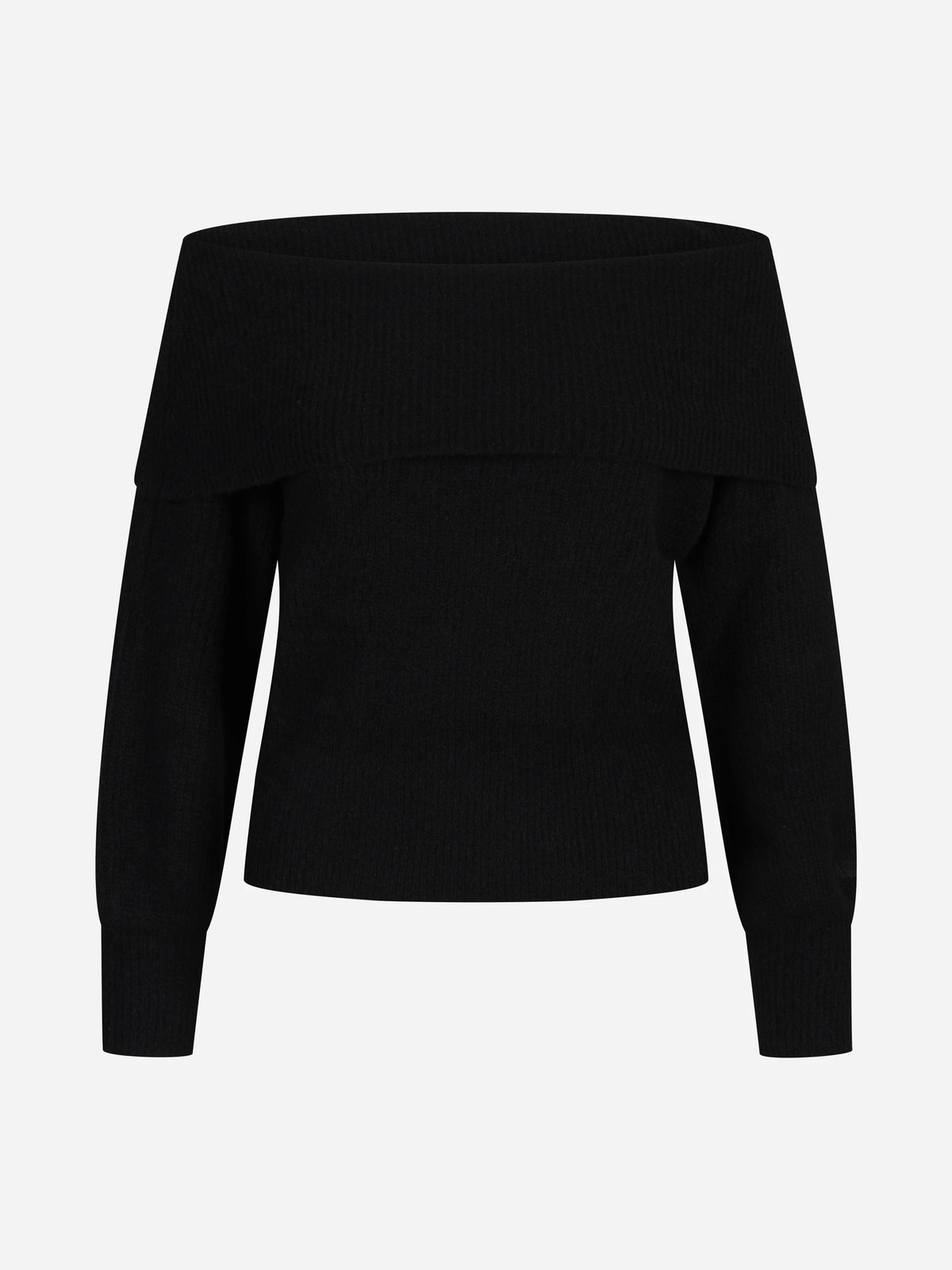 Maglia Aliette Soft con scollo bardot nera - vista frontale