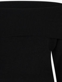 Maglia Aliette Soft con scollo bardot nera - dettaglio