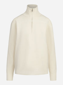 Maglia Capucine con mezza zip in lana bianca - vista frontale