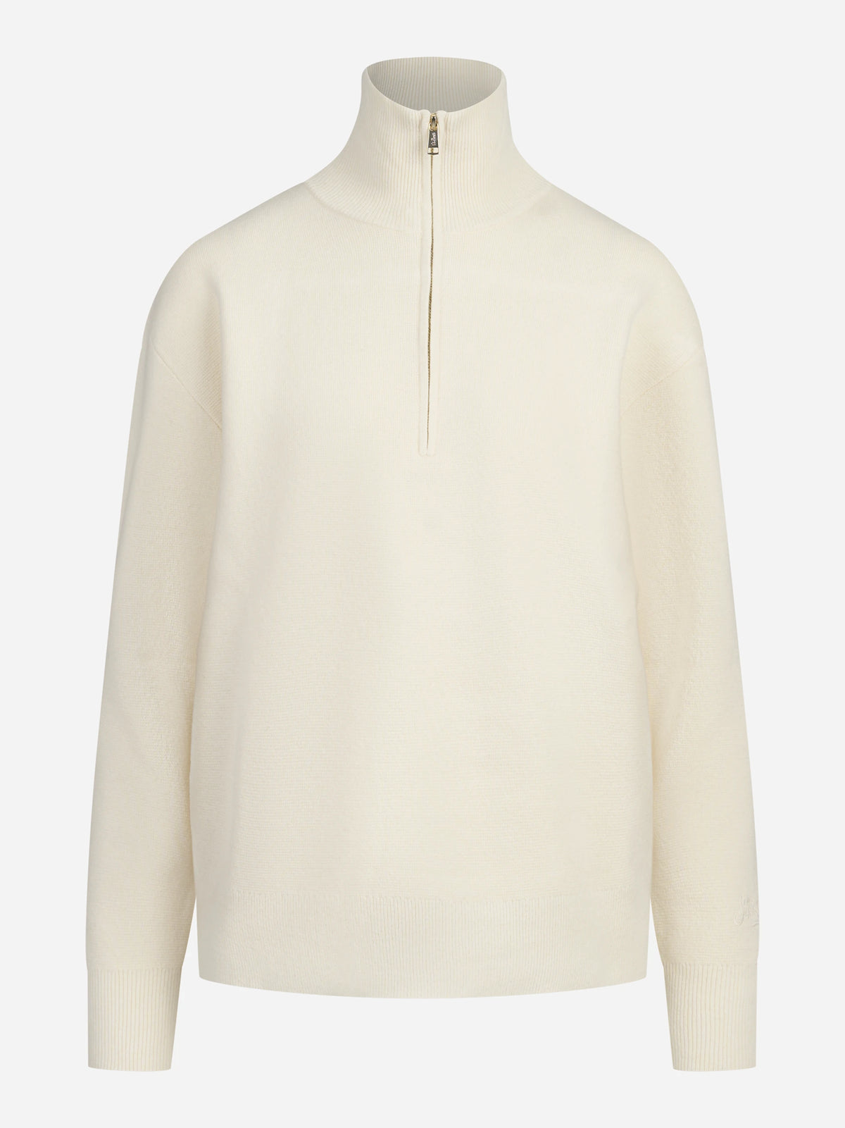 Maglia Capucine con mezza zip in lana bianca - vista frontale