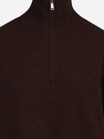 Maglia Capucine con mezza zip in lana marrone - vista posteriore