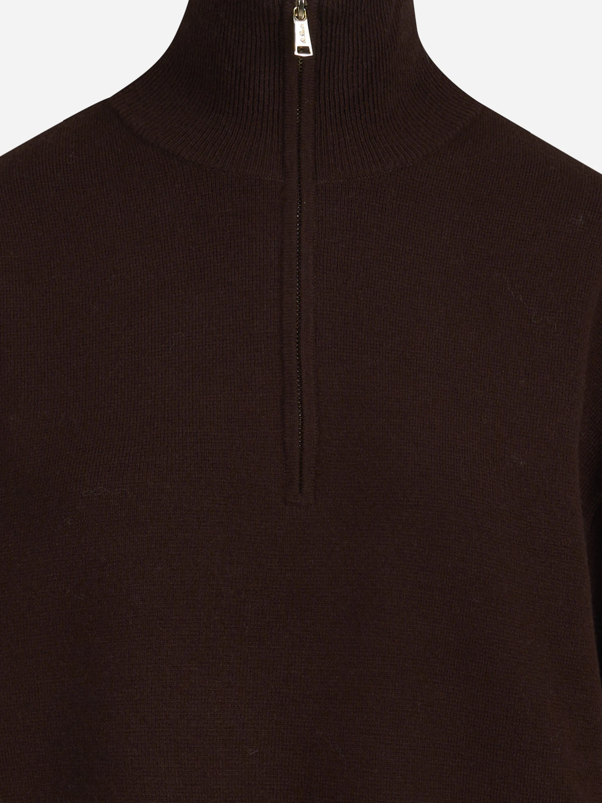 Maglia Capucine con mezza zip in lana marrone - vista posteriore