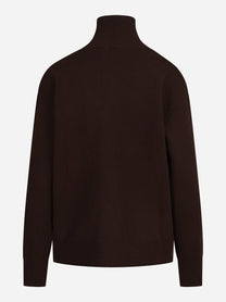 Maglia Capucine con mezza zip in lana marrone - dettaglio del prodotto