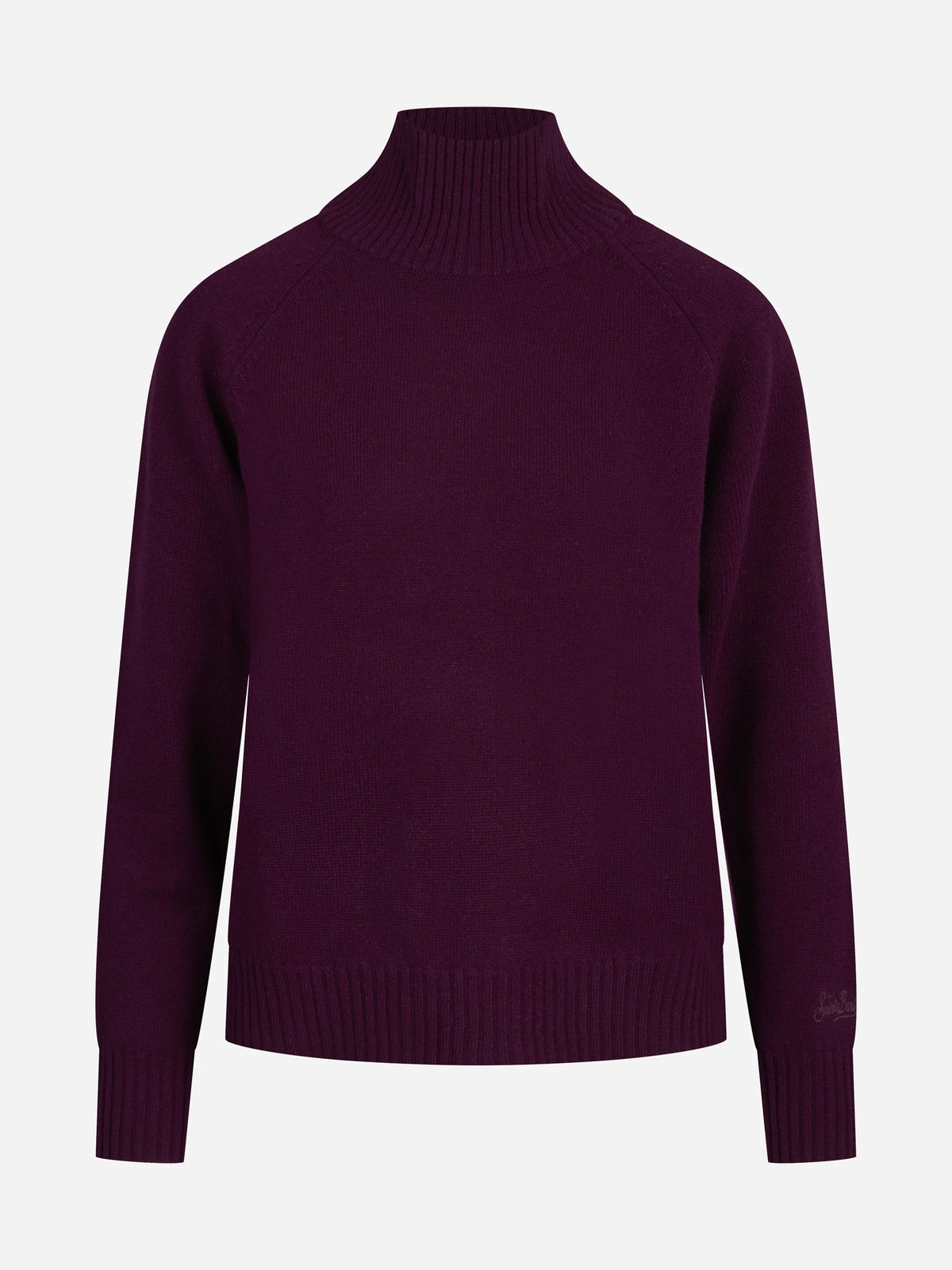 Maglia Flanny in lana con collo rialzato viola - vista frontale