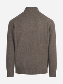 Cardigan Galway in lana d’agnello marrone - vista posteriore
